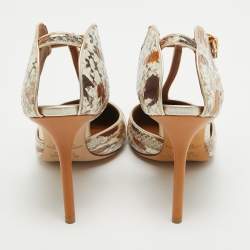 Pre Owned Malone Souliers Multicolor Snakeskin and Leather Ankle Strap Pumps Size 39