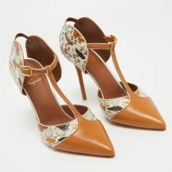 Pre Owned Malone Souliers Multicolor Snakeskin and Leather Ankle Strap Pumps Size 39