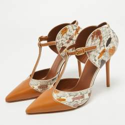 Pre Owned Malone Souliers Multicolor Snakeskin and Leather Ankle Strap Pumps Size 39