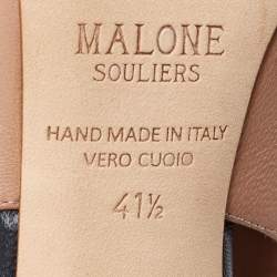 Pre Owned Malone Souliers Beige/Black Leather Montana Lace Up Pumps Size 41.5