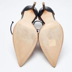 Pre Owned Malone Souliers Beige/Black Leather Montana Lace Up Pumps Size 41.5