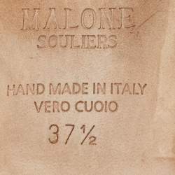 Pre Owned Malone Souliers Silver Woven Canvas Maisie Flat Mules Size 37.5