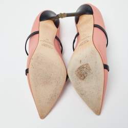 Pre Owned Malone Souliers Pink/Black Leather Maureen Mules Size 40