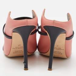 Pre Owned Malone Souliers Pink/Black Leather Maureen Mules Size 40
