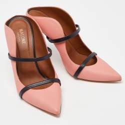 Pre Owned Malone Souliers Pink/Black Leather Maureen Mules Size 40