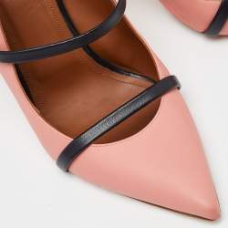 Pre Owned Malone Souliers Pink/Black Leather Maureen Mules Size 40