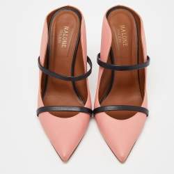 Pre Owned Malone Souliers Pink/Black Leather Maureen Mules Size 40
