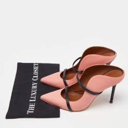 Pre Owned Malone Souliers Pink/Black Leather Maureen Mules Size 40