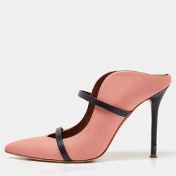 Pre Owned Malone Souliers Pink/Black Leather Maureen Mules Size 40