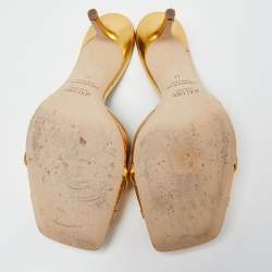 Pre Owned Malone Souliers Gold Leather Perla Slide Sandals Size 41