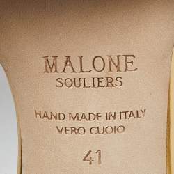 Pre Owned Malone Souliers Gold Leather Perla Slide Sandals Size 41