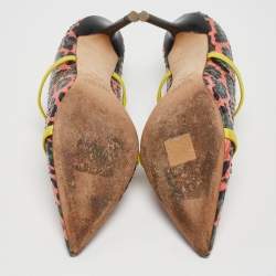 Pre Owned Malone Souliers Multicolor Leopard Print Python and Leather Maureen Mules Size 39