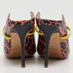 Pre Owned Malone Souliers Multicolor Leopard Print Python and Leather Maureen Mules Size 39