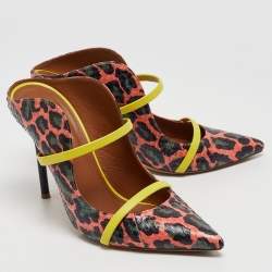 Pre Owned Malone Souliers Multicolor Leopard Print Python and Leather Maureen Mules Size 39