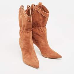 Malone Souliers Brown Suede Daisy Luwolt Cowboy Boots Size 41