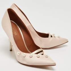Malone Souliers Pink Satin Pearl Embellished Zia Pumps Size 37.5