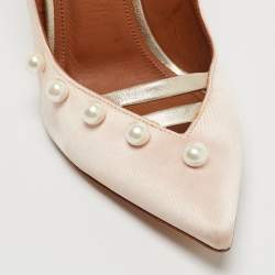 Malone Souliers Pink Satin Pearl Embellished Zia Pumps Size 37.5