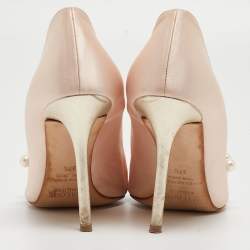 Malone Souliers Pink Satin Pearl Embellished Zia Pumps Size 37.5