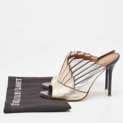 Pre Owned Malone Souliers Tricolor Leather Donna Slide Sandals Size 37