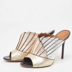 Pre Owned Malone Souliers Tricolor Leather Donna Slide Sandals Size 37