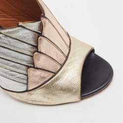 Pre Owned Malone Souliers Tricolor Leather Donna Slide Sandals Size 37