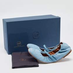 Pre Owned Malone Souliers Light Blue Suede Cher Ballet Flats Size 37.5 