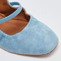 Pre Owned Malone Souliers Light Blue Suede Cher Ballet Flats Size 37.5 