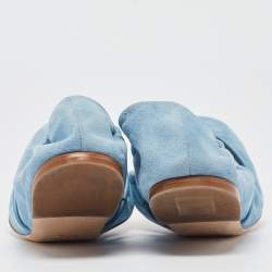 Pre Owned Malone Souliers Light Blue Suede Cher Ballet Flats Size 37.5 
