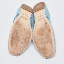 Pre Owned Malone Souliers Light Blue Suede Cher Ballet Flats Size 37.5 