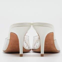 Pre Owned Malone Souliers Transparent/White PVC and Patent Missy Mules Size 40