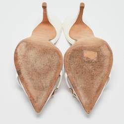 Pre Owned Malone Souliers Transparent/White PVC and Patent Missy Mules Size 40