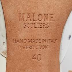 Pre Owned Malone Souliers Transparent/White PVC and Patent Missy Mules Size 40