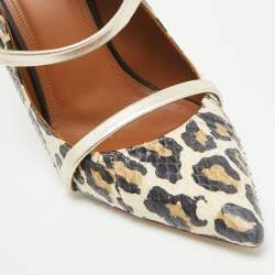 Pre Owned Malone Souliers Black/Gold Snakeskin and Leather Maureen Slide Mules Size 38