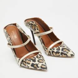 Pre Owned Malone Souliers Black/Gold Snakeskin and Leather Maureen Slide Mules Size 38