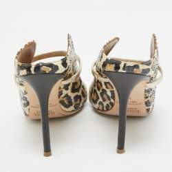 Pre Owned Malone Souliers Black/Gold Snakeskin and Leather Maureen Slide Mules Size 38