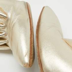 Malone Souliers Gold Leather Block Heel Mules Size 37.5