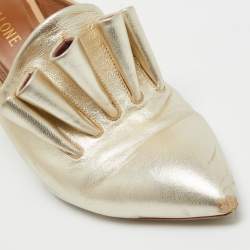 Malone Souliers Gold Leather Block Heel Mules Size 37.5