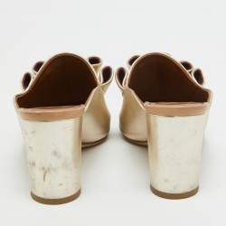 Malone Souliers Gold Leather Block Heel Mules Size 37.5