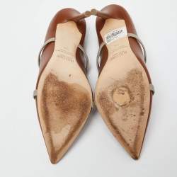 Pre Owned Malone Souliers Brown/Grey Leather Maureen Mules Size 39