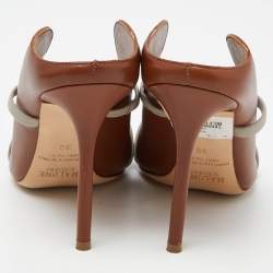 Pre Owned Malone Souliers Brown/Grey Leather Maureen Mules Size 39