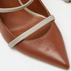 Pre Owned Malone Souliers Brown/Grey Leather Maureen Mules Size 39