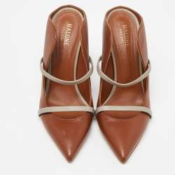 Pre Owned Malone Souliers Brown/Grey Leather Maureen Mules Size 39