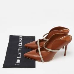 Pre Owned Malone Souliers Brown/Grey Leather Maureen Mules Size 39