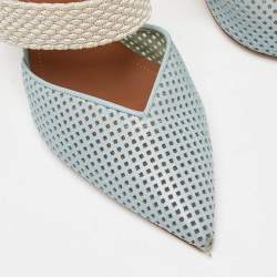 Malone Souliers Blue Perforated Leather Maisie Mules Size 37