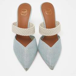 Malone Souliers Blue Perforated Leather Maisie Mules Size 37