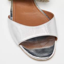 Malone Souliers Silver Leather Milena Flat Slides Size 40