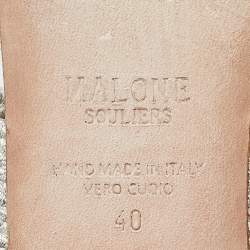 Malone Souliers Silver Leather Milena Flat Slides Size 40