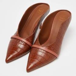 Malone Souliers Brown Croc Embossed Leather Maureen Pumps Size 41