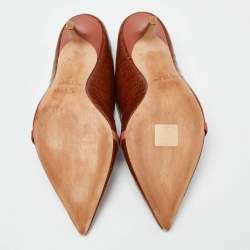 Pre Owned Malone Souliers Brown Croc Embossed Leather Maureen Pumps Size 41
