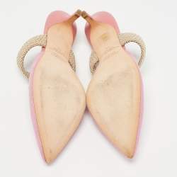 Pre Owned Malone Souliers Pink Raffia Maisie Mules Size 39